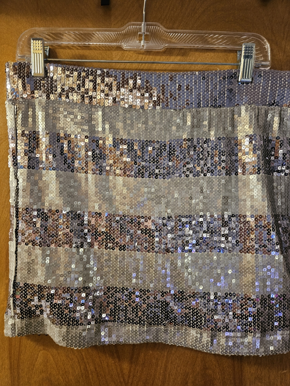 Arden B Striped Sequin Mini Skirt - Silver & Champagne